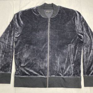 NWT Goodlife Charcoal Black Velour Full Zip Sweat Track Jacket Large Loungewear